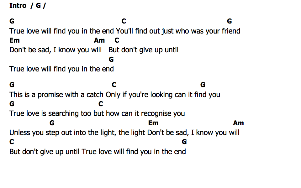 คอร์ด True Love Will Find You In The End Daniel Johnston