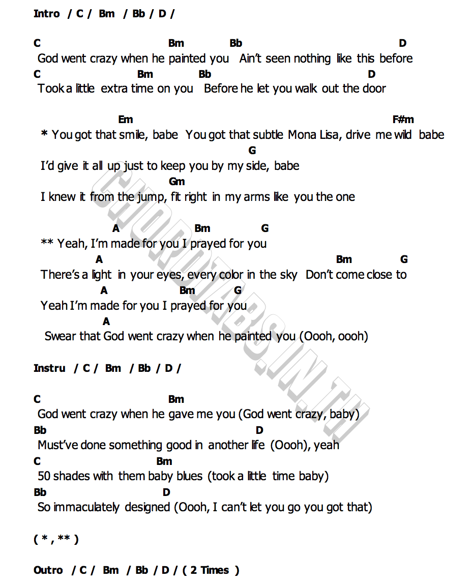 คอร์ด God Went Crazy Teddy Swims