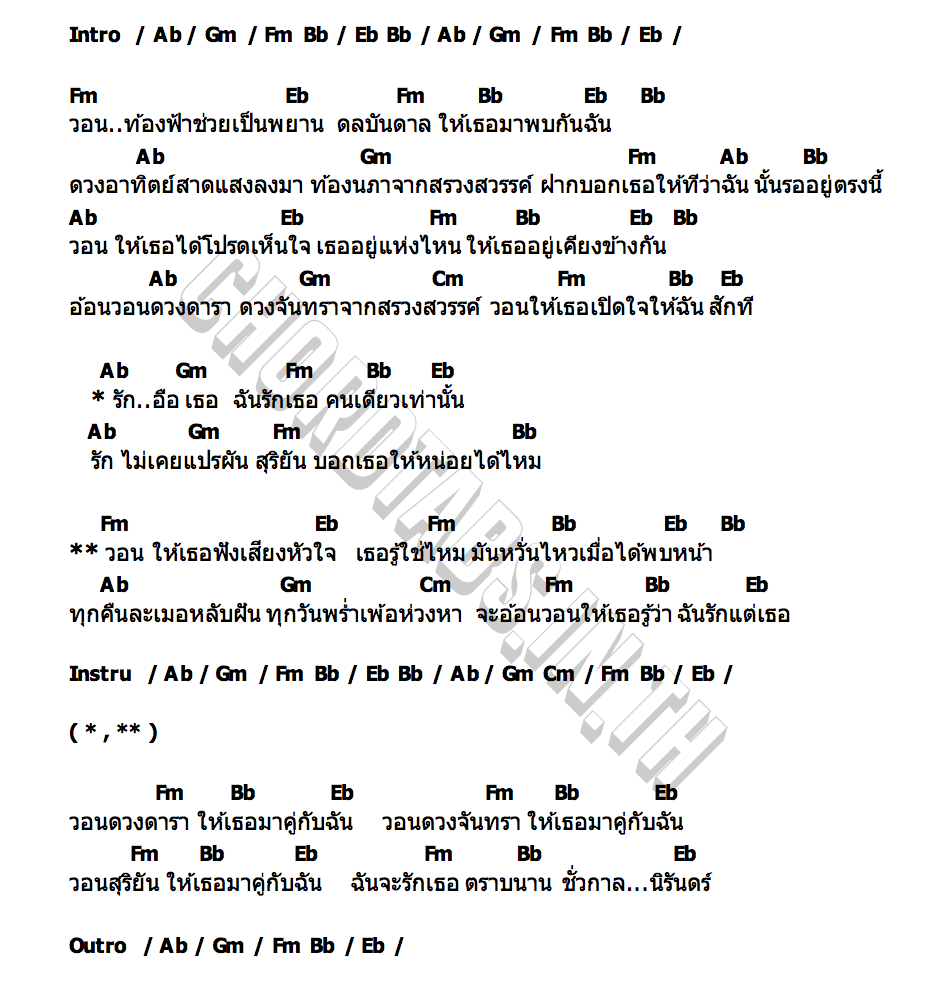 คอร์ด อ้อนวอนให้เธอรู้ โก๊ะตุลย์ ละมุนละไม
