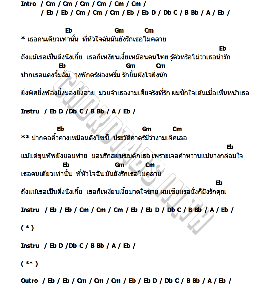คอร์ด ดอกฟ้าเมืองไทย อ.ไข่ มาลีฮวนน่า