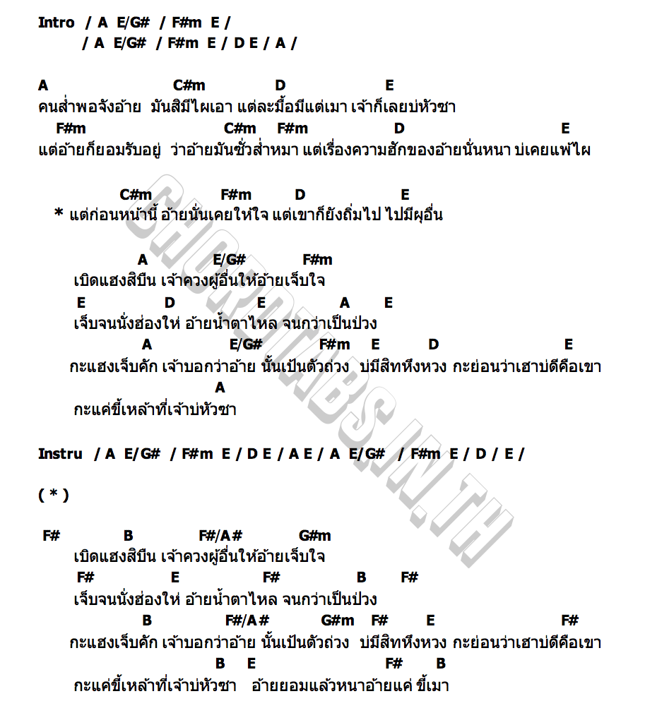 คอร์ด ขี้เหล้าที่เจ้าบ่หัวซา อาร์ม อภิชาติ
