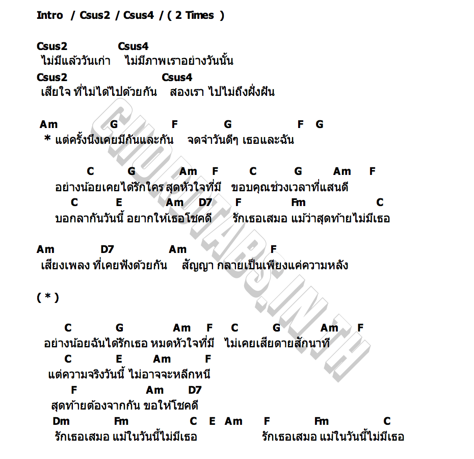 คอร์ด ขอบคุณ (Good Luck) MAMIO
