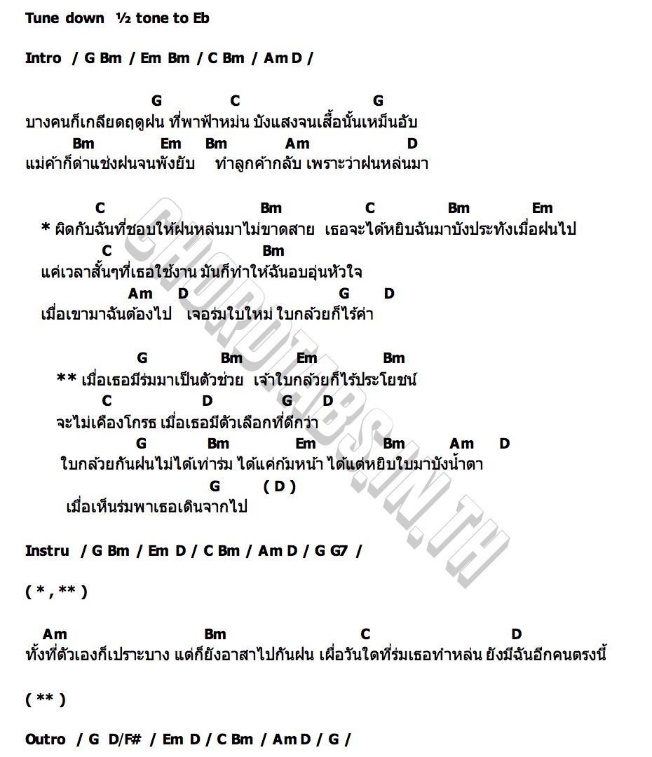 คอร์ด ร่มกับใบกล้วย นิค สะเลอปี้