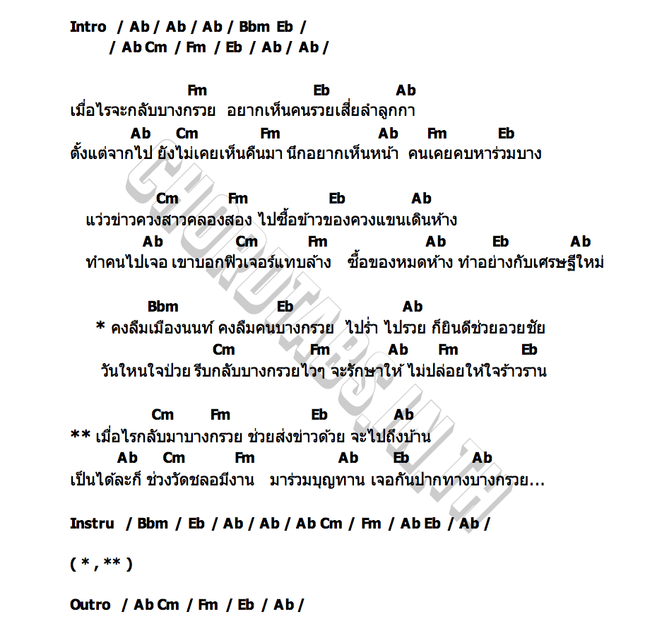 คอร์ด รอรักที่บางกรวย อร อรดี สาวบางกรวย