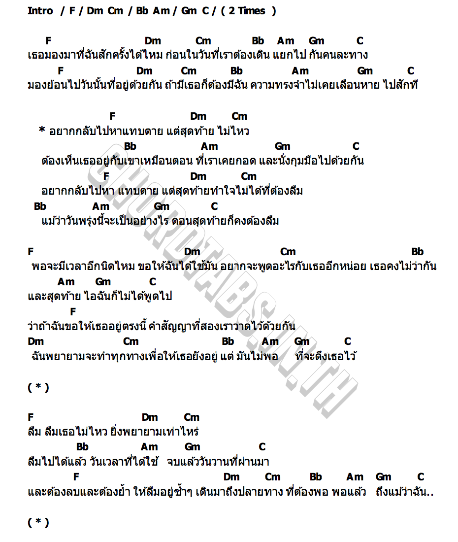 คอร์ด สุดท้ายก็ต้องลืม Pleng ChayaphatK