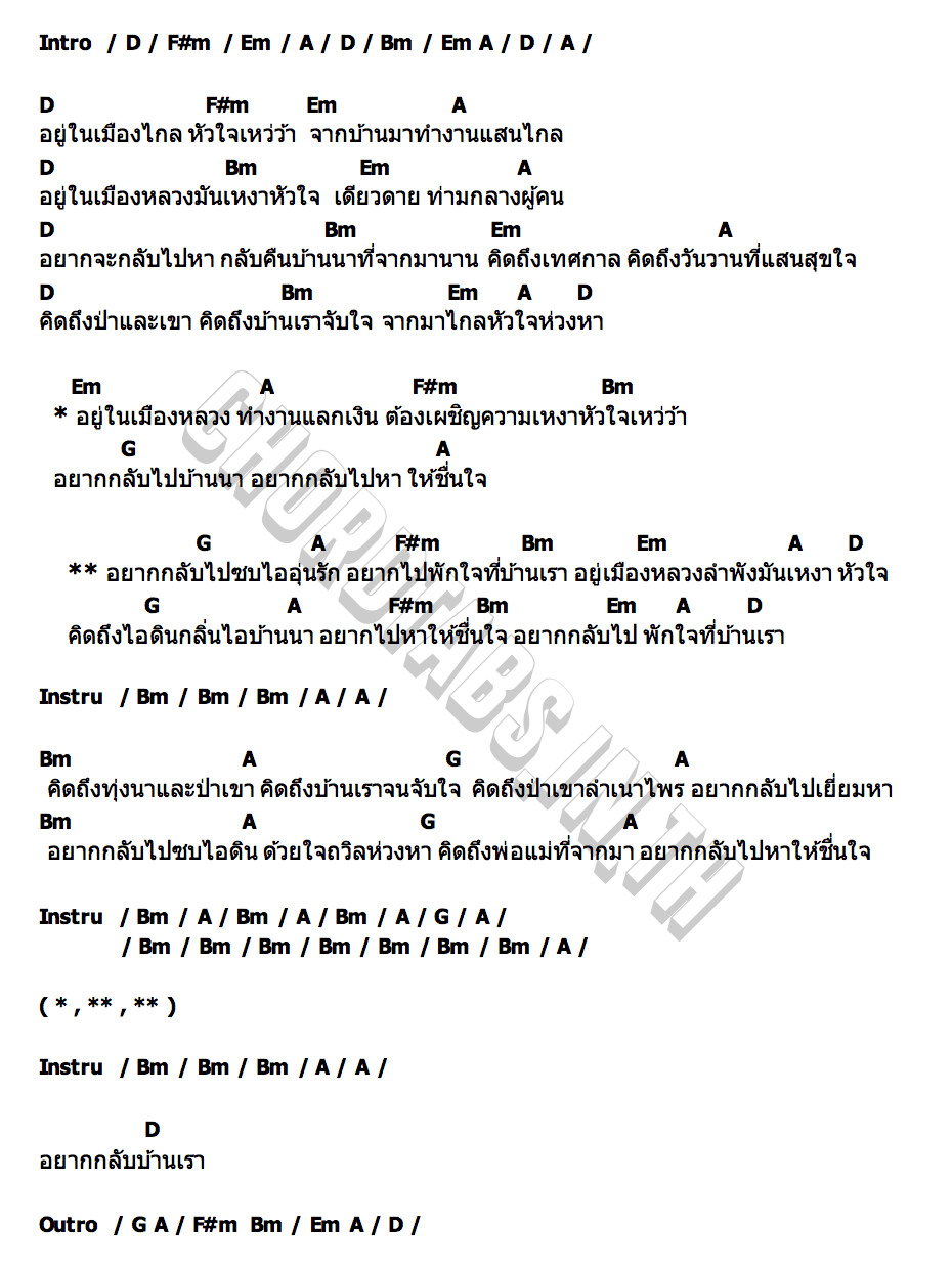 คอร์ด คิดถึงบ้านเรา Gooheng