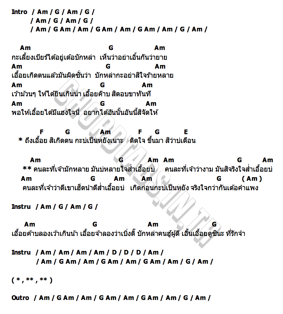 คอร์ด เอื้อยค้าบ ใหม่ พัชรี