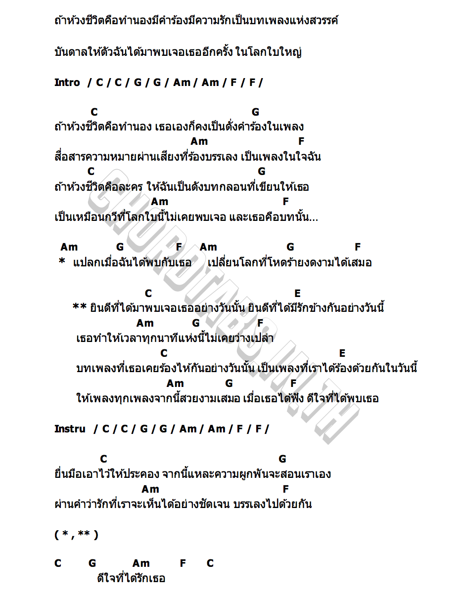 คอร์ด ดีใจที่ได้พบเธอ (Peech.) PURPEECH