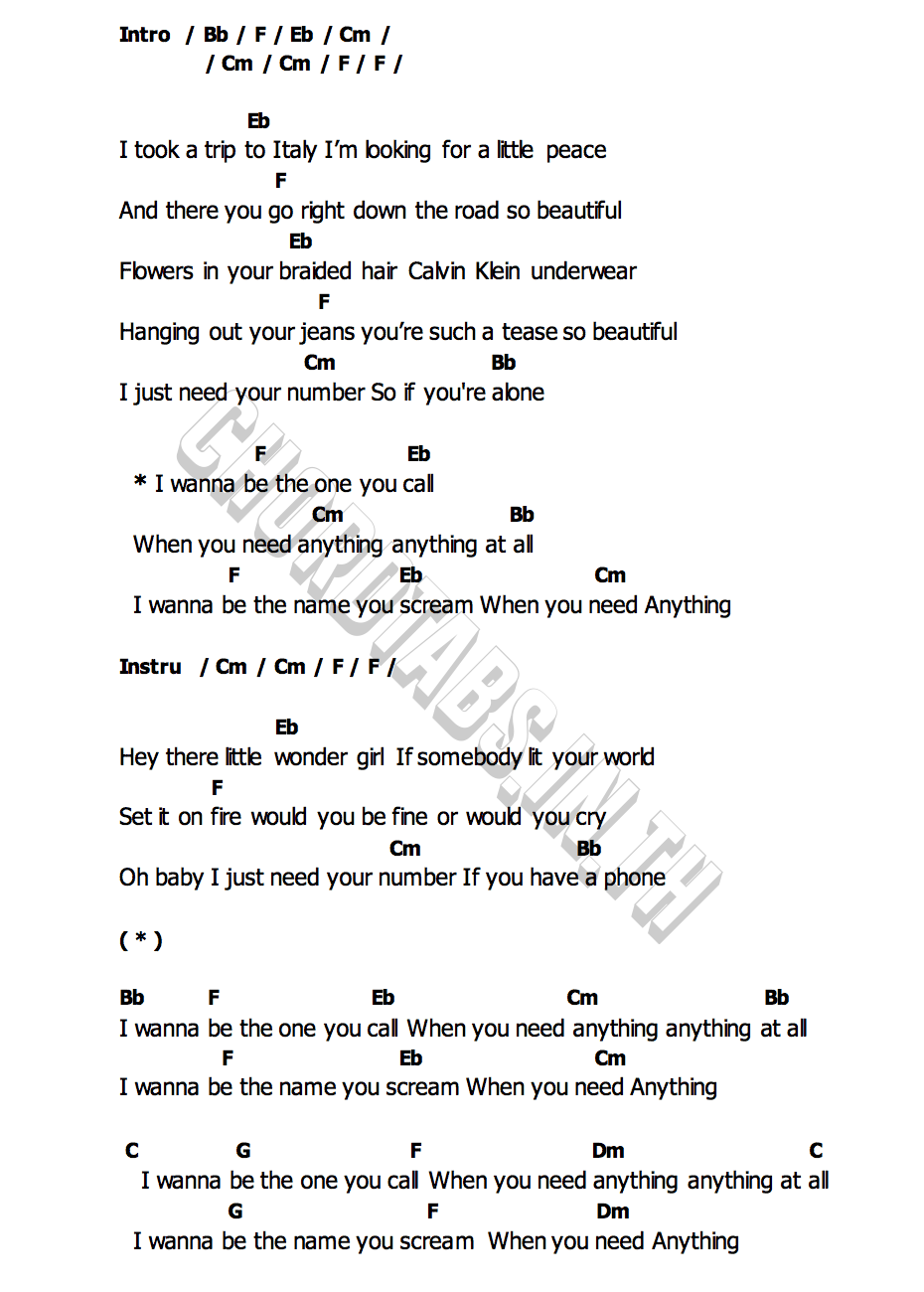 คอร์ด I Wanna Be The One You Call Benson Boone