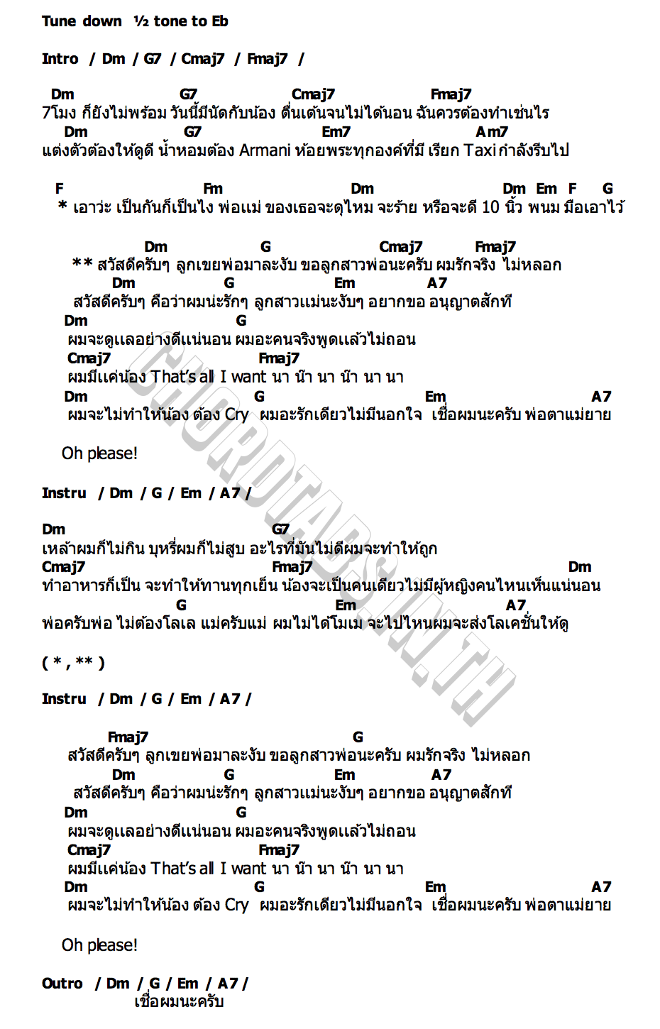 คอร์ด ลูกสาวพ่อผมขอนะครับ Bonnadol