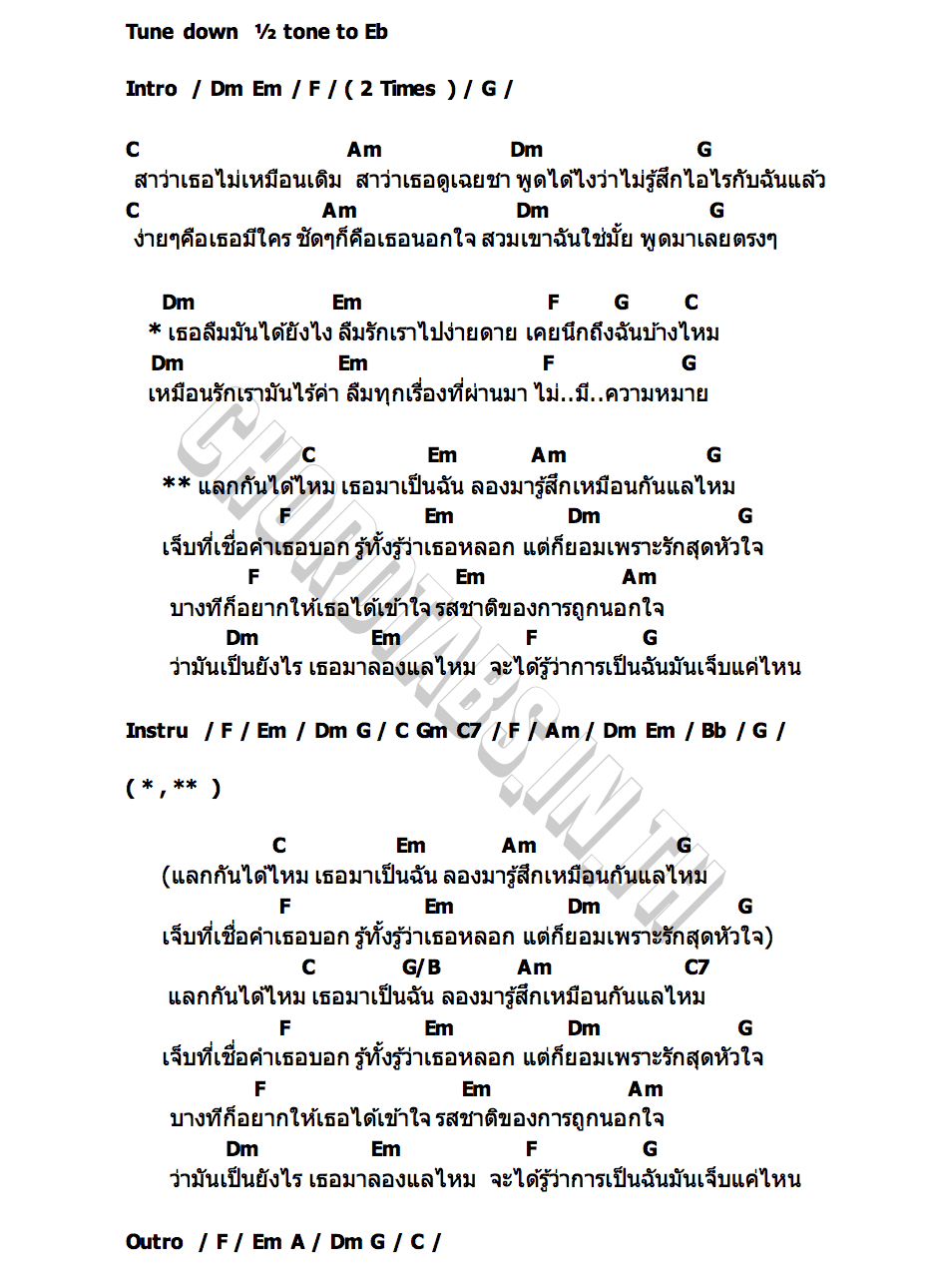 คอร์ด แลกกันได้ไหม แอน อาทิตติยา