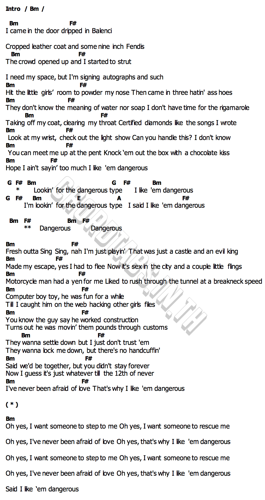 คอร์ด Type Dangerous Mariah Carey