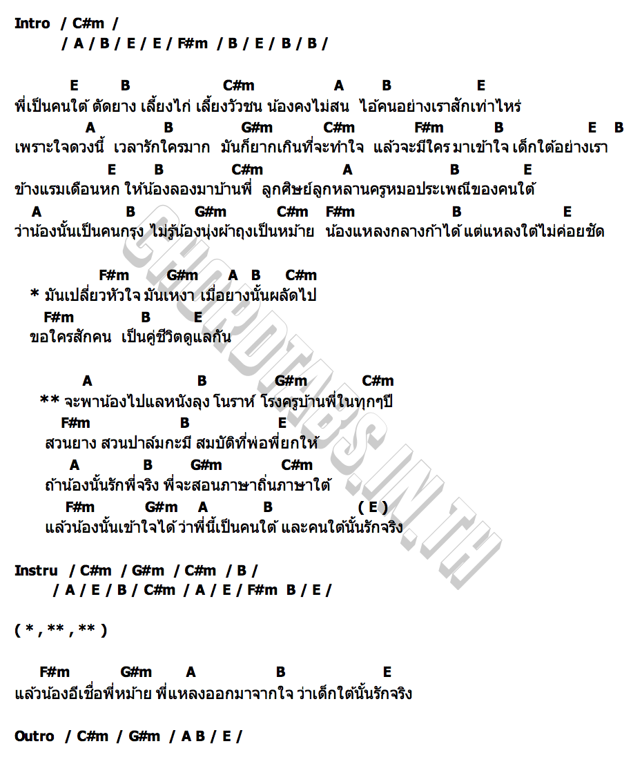 คอร์ด สูโร้หม้ายเด็กใต้รักจริง วงเนคไท