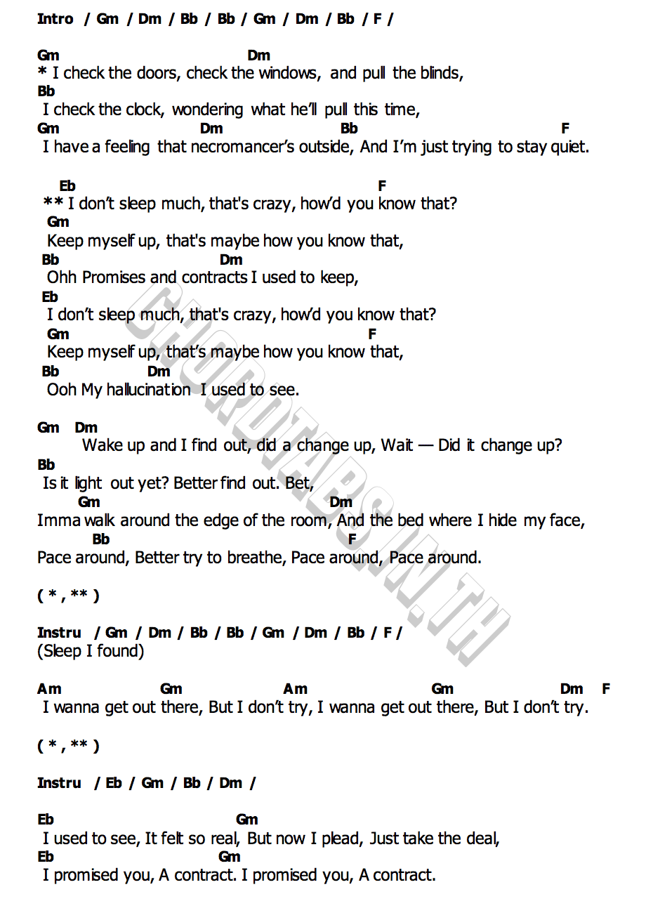 คอร์ด The Contract Twenty One Pilots