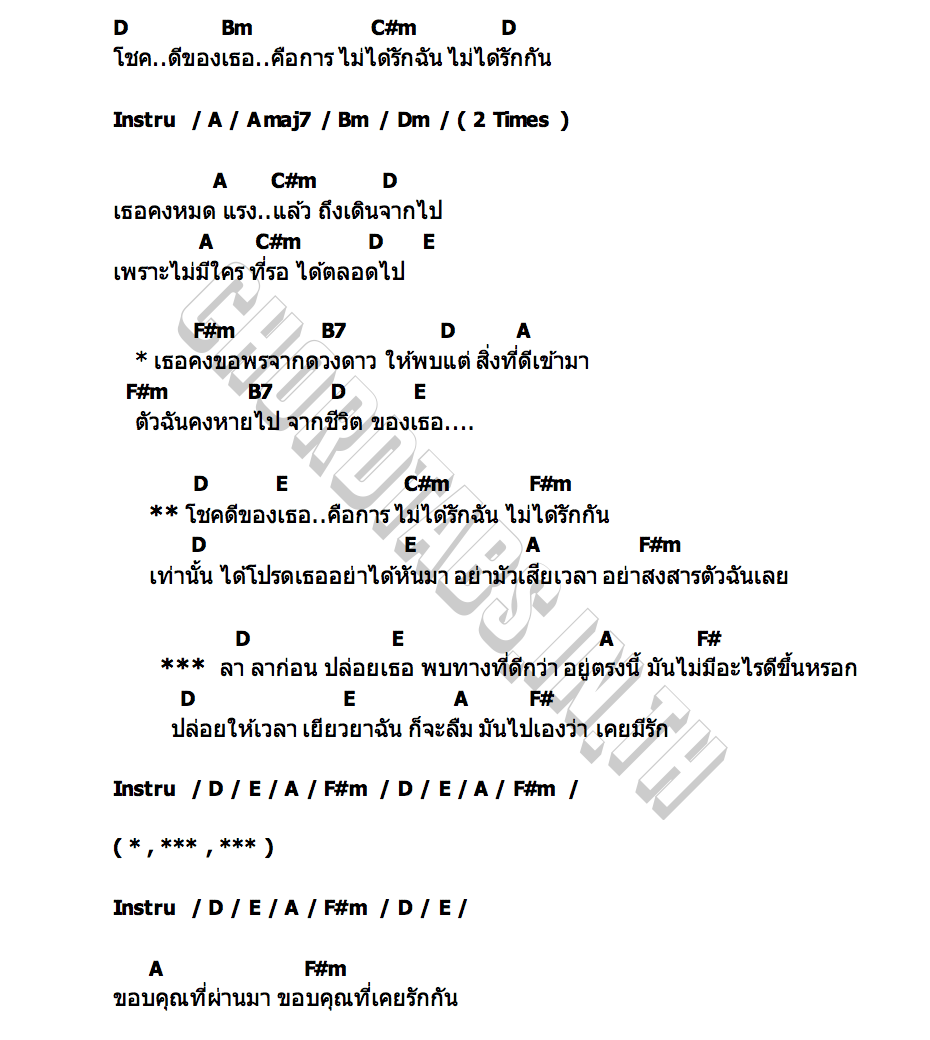 คอร์ด โชคดีของเธอคือการไม่ได้รักฉัน WEDNESDAY CALLING