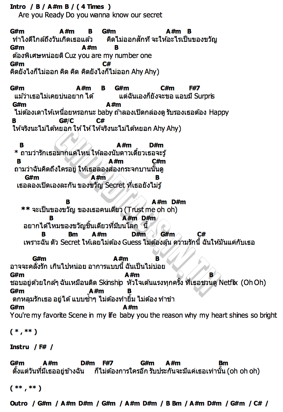 คอร์ด ตัว Secret DE GIFT