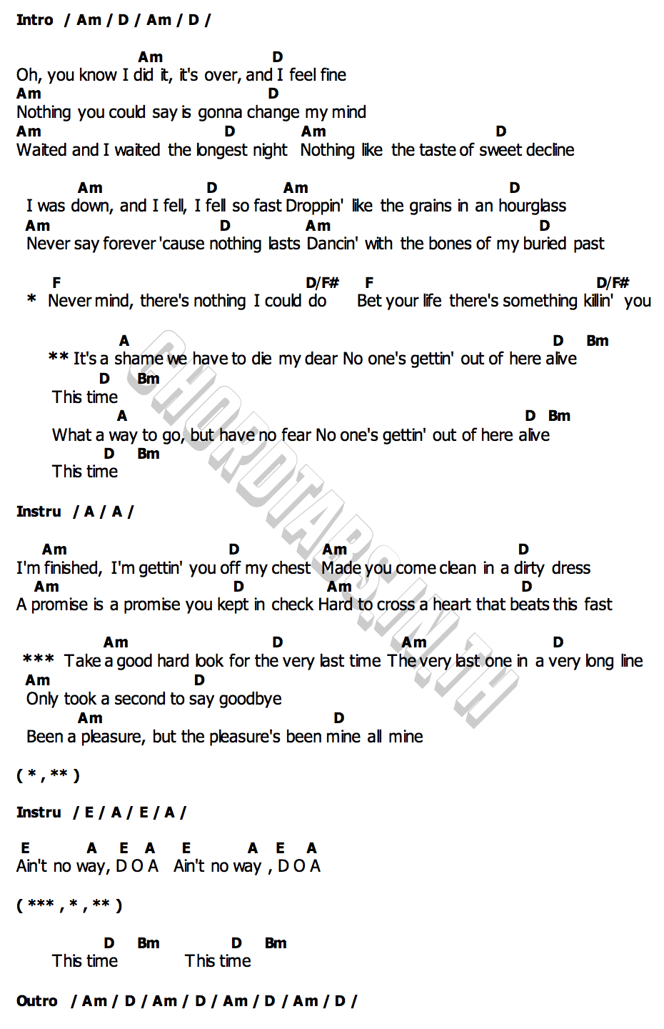 คอร์ด DOA Foo Fighters