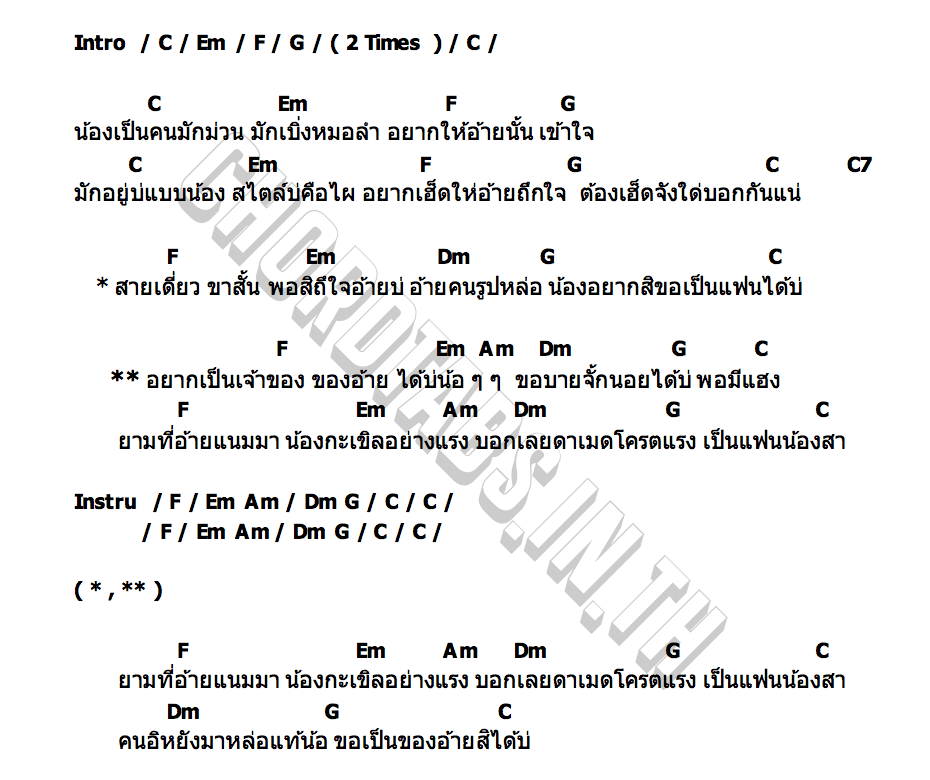 คอร์ด เป็นของอ้ายได้บ่ เจม ธัญญภัสร์