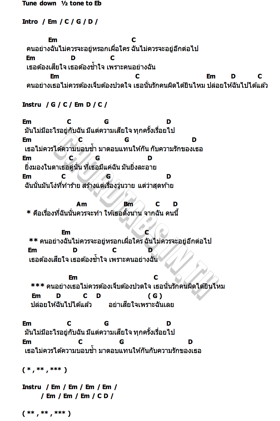คอร์ด รักคนผิด ปอน นิพนธ์ x น้ำเย็น