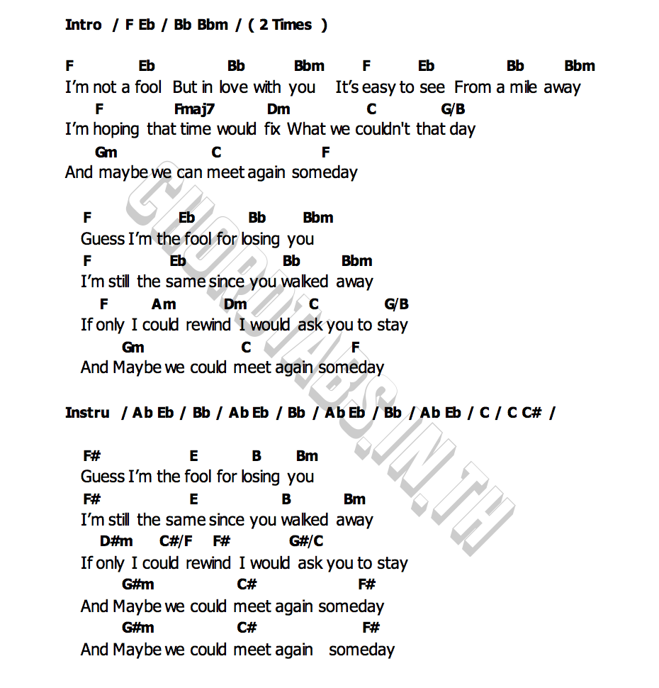 คอร์ด Fool James Alyn