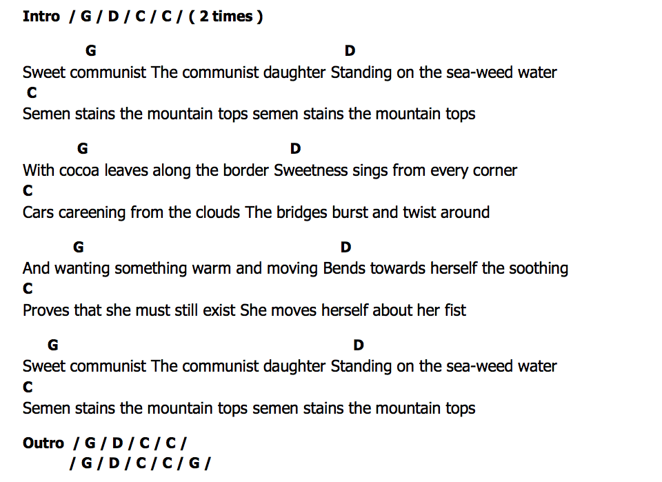 คอร์ด Communist Daughter Neutral Milk Hotel