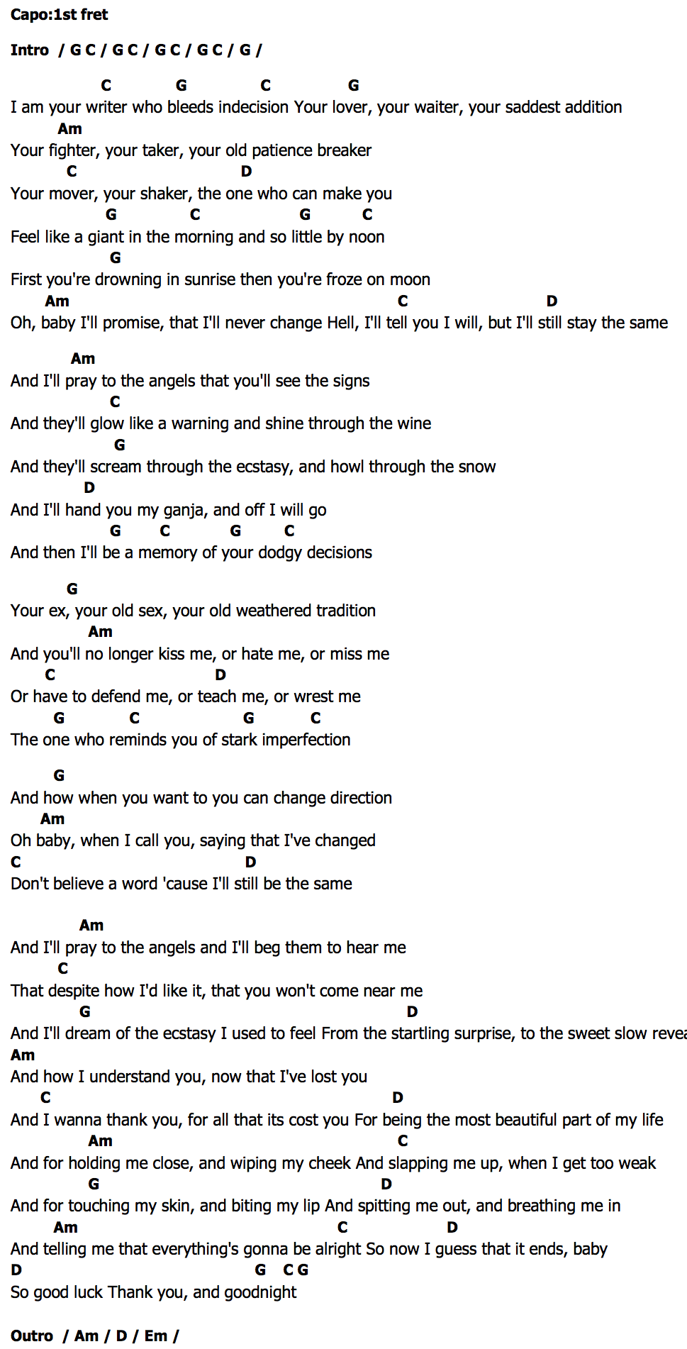 คอร์ด Writer Paolo Nutini