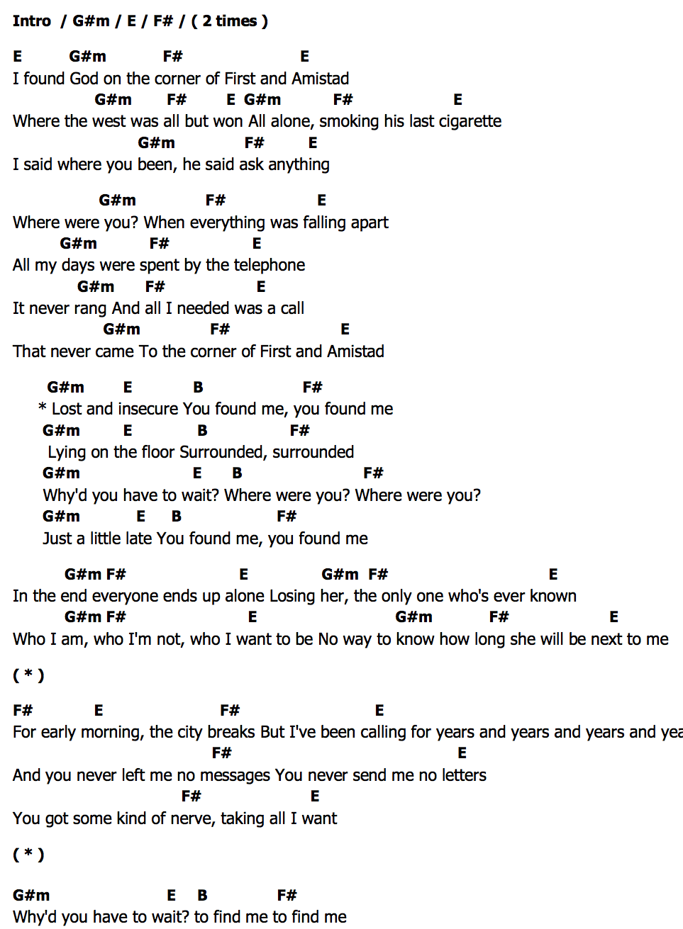 คอร์ด You Found Me The Fray