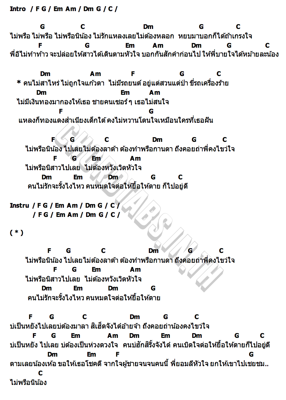 คอร์ด ไม่พรือนิน้อง โจโฟน x กีตาร์จี