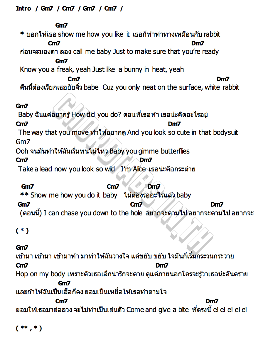 คอร์ด WHITE RABBIT DAOU PITTAYA