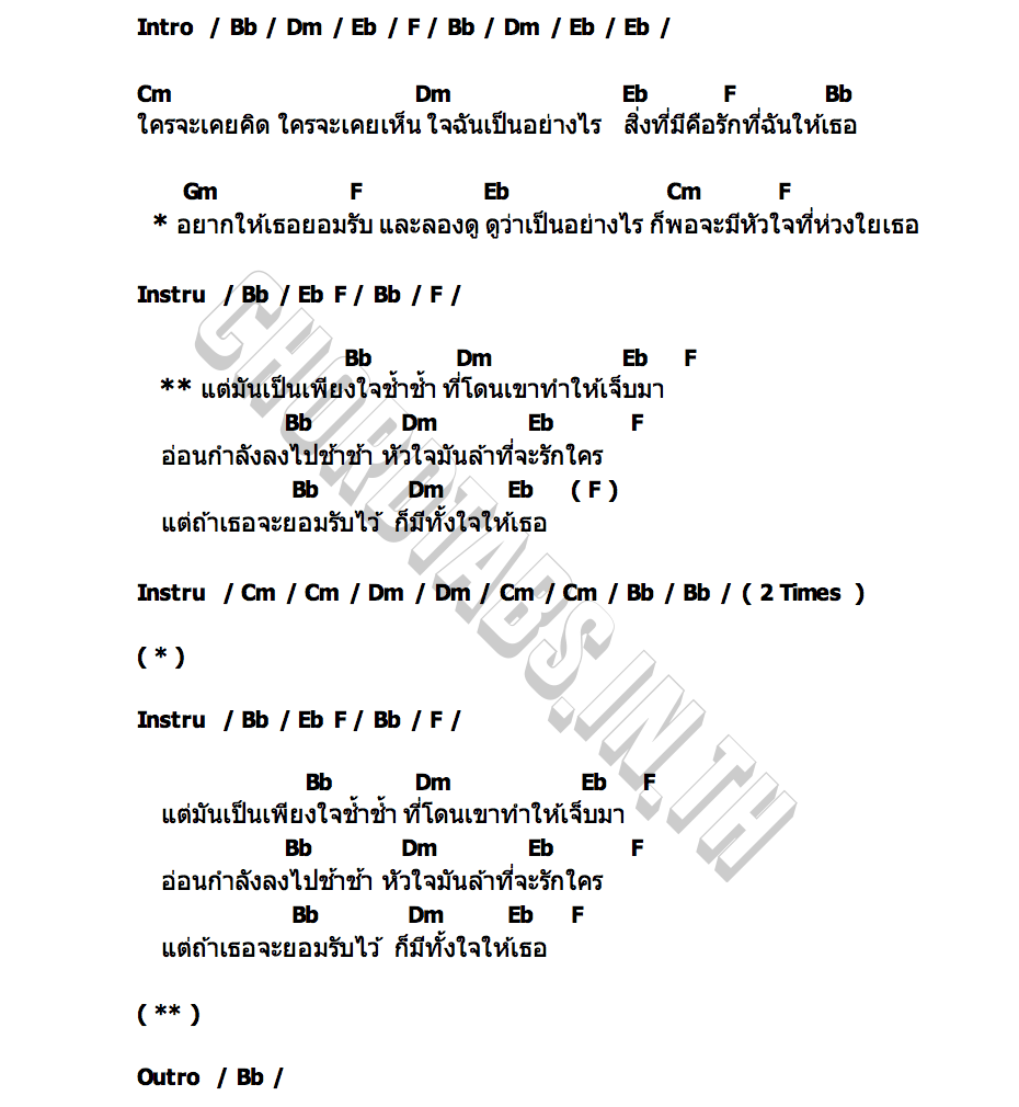 คอร์ด หัวใจช้ำๆ เบิร์ด ธงไชย