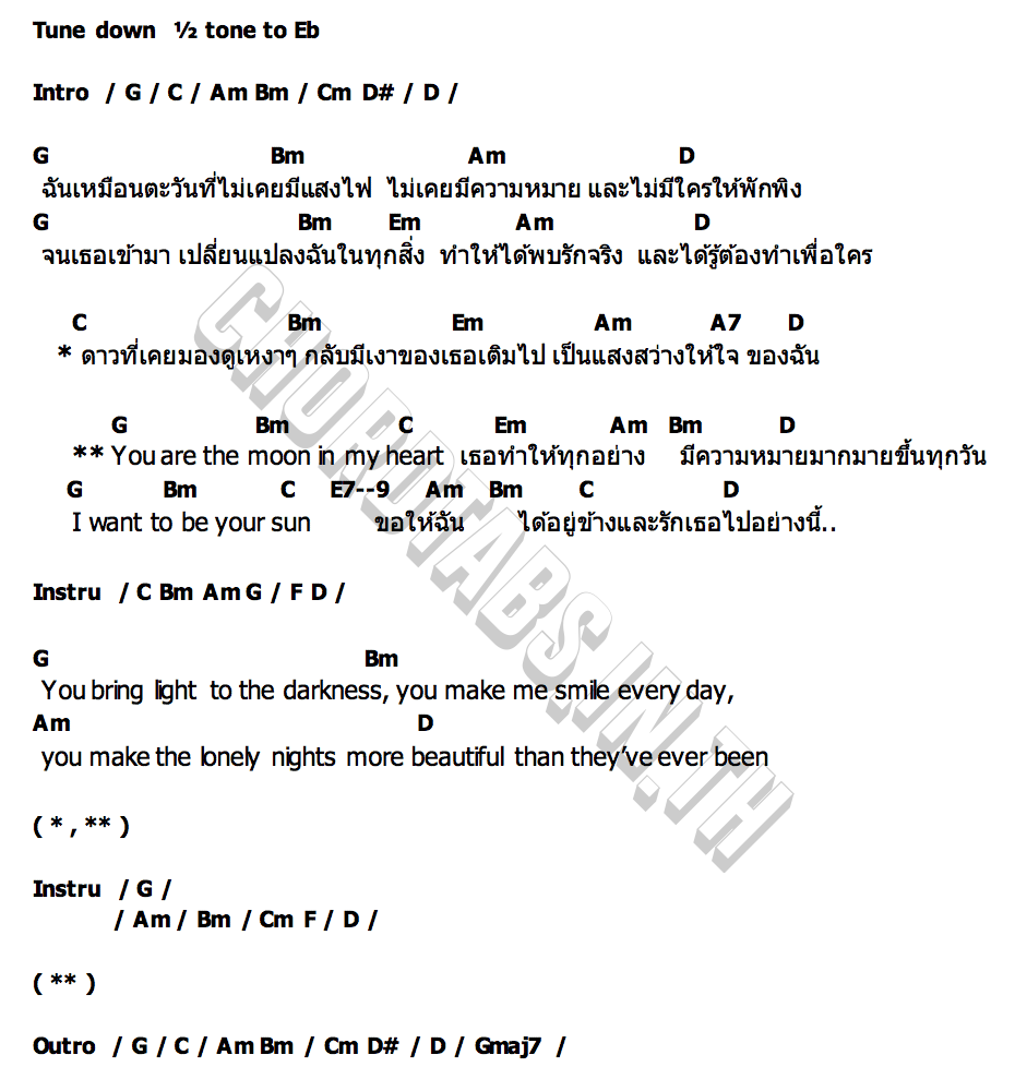 คอร์ด Moonlight หลิงหลิง คอง