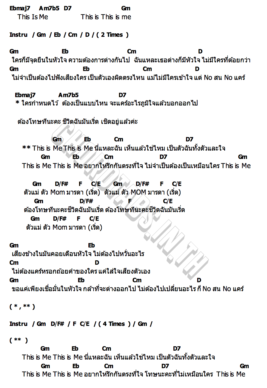 คอร์ด THIS IS ME NUT SUPANUT