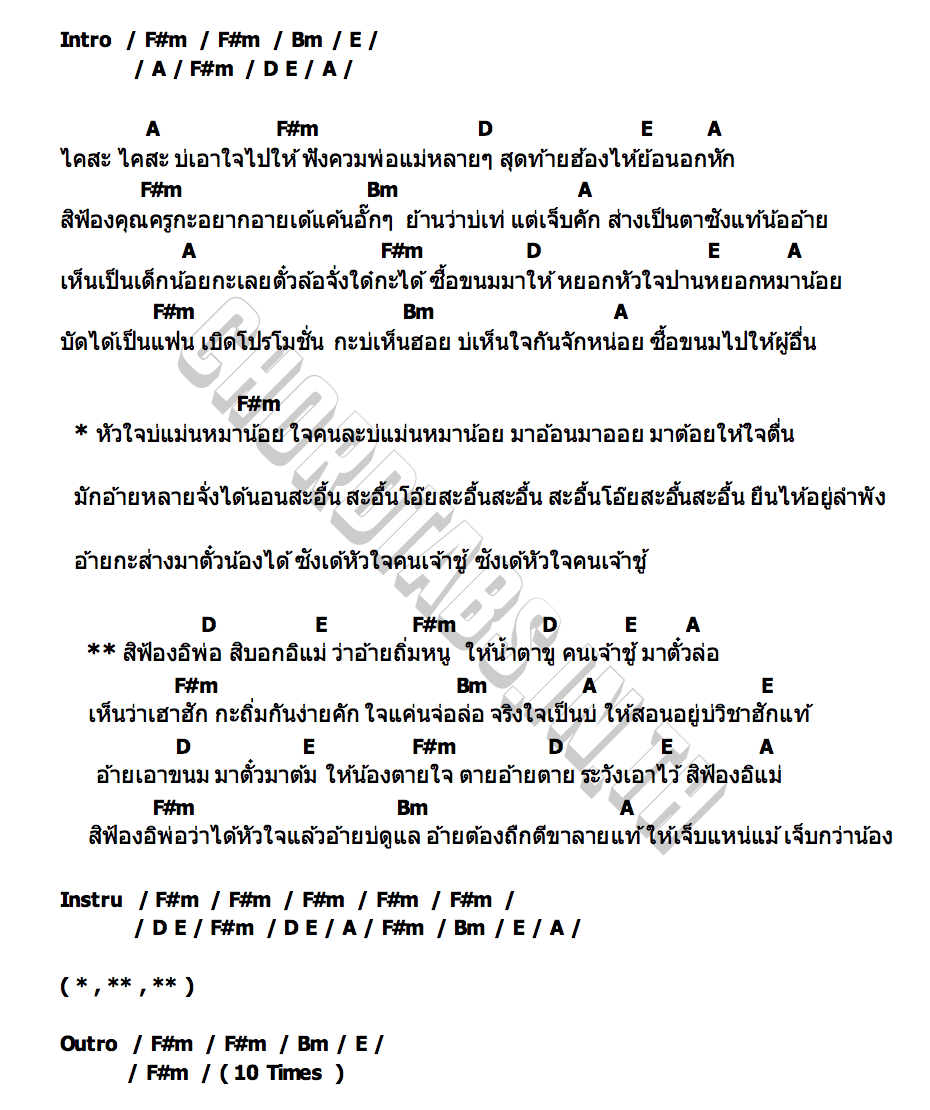 คอร์ด ใจคนบ่แมนหมาน้อย ใบตอง ศรีนคร