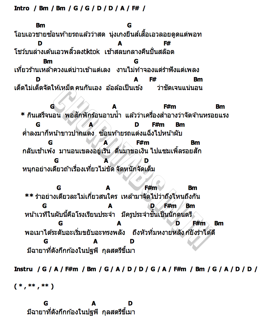 คอร์ด รำอย่างเดียว น้องอาม นวลปาน ปิงปองมิวสิค