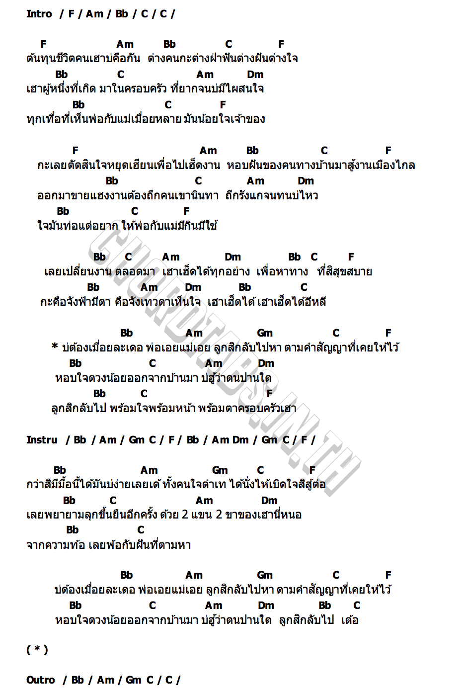 คอร์ด ต้นทุนชีวิตต่างกัน คำหมั้น แสงวีวอน