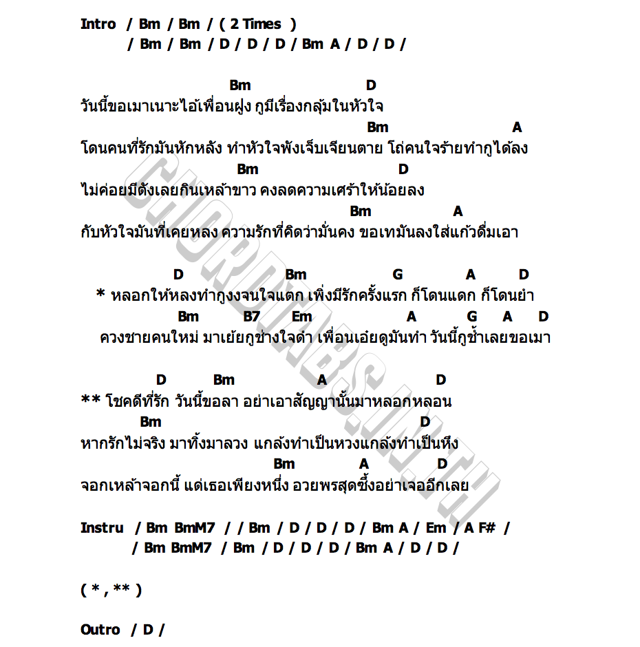 คอร์ด วันนี้ขอเมา บิ๊กสุรินทร์