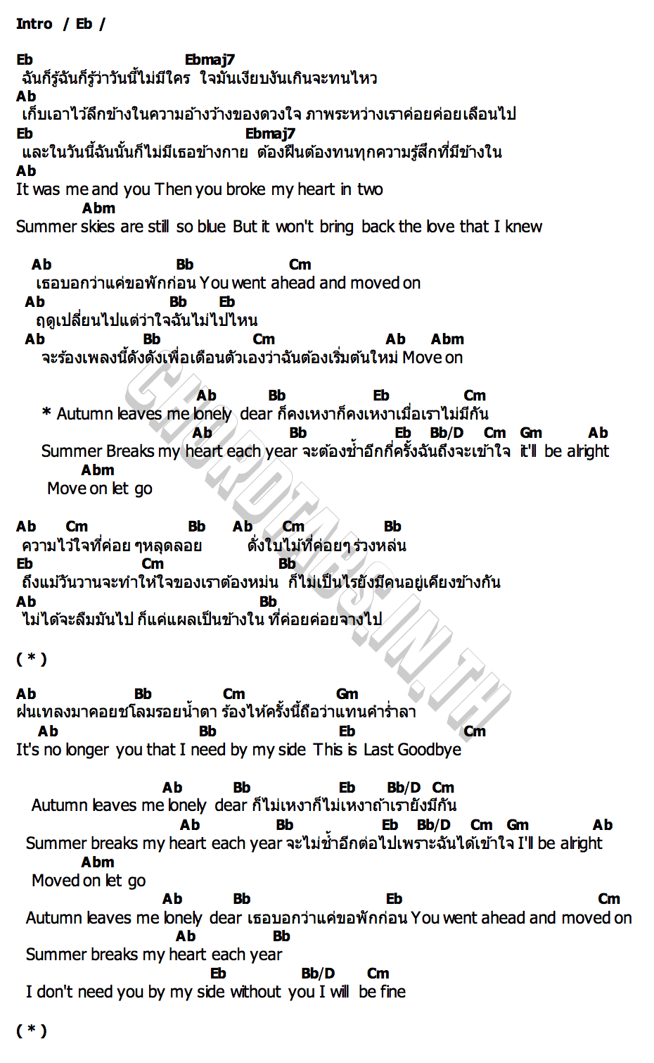คอร์ด Summer Break GAMMA