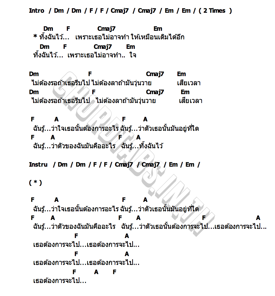 คอร์ด ทิ้งฉันไว้ Goose