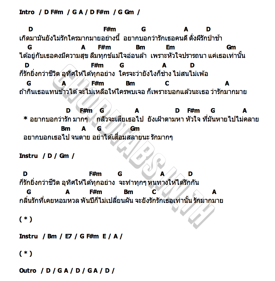 คอร์ด นากรักมาก ญดา นริลญา