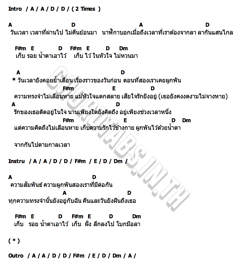 คอร์ด ตามกาลเวลา ไทยตรง