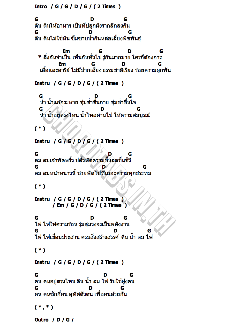 คอร์ด ดินน้ำลมไฟ แอ๊ด คาราบาว