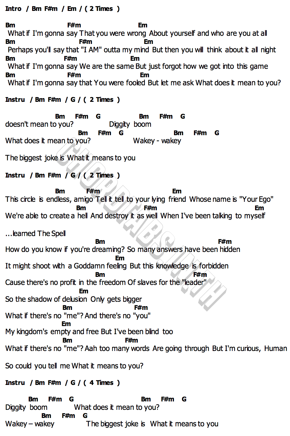 คอร์ด What Does It Mean To You Carpetman