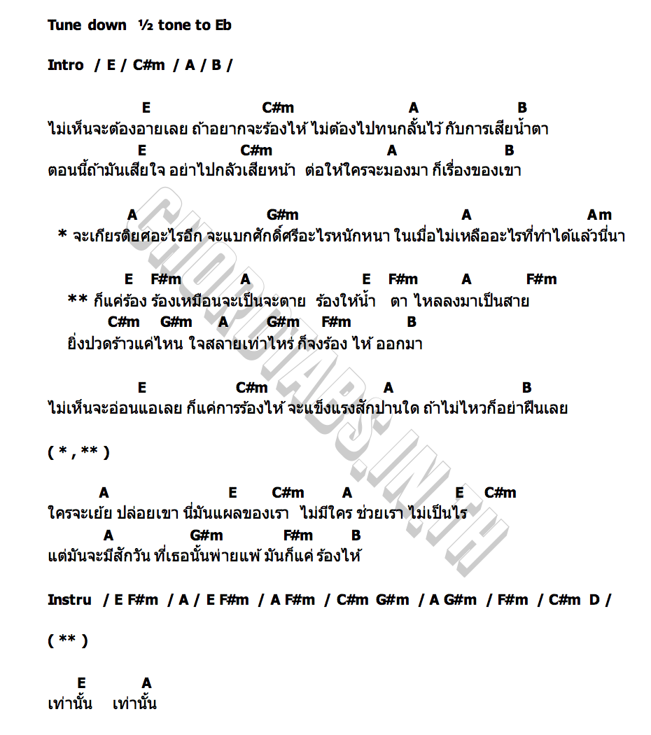คอร์ด ไม่เห็นจะต้องอายเลยถ้าอยากจะร้องไห้ The Darkest Romance