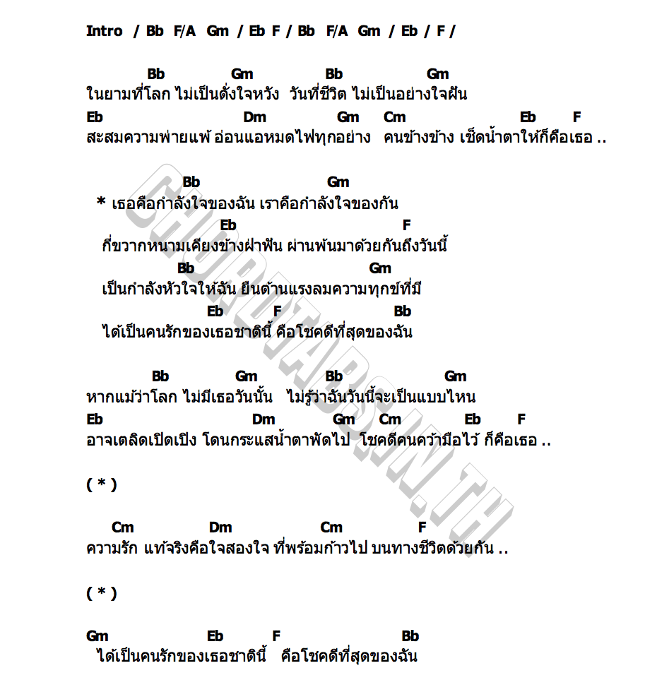 คอร์ด เธอคือกำลังใจ ไม้เมือง