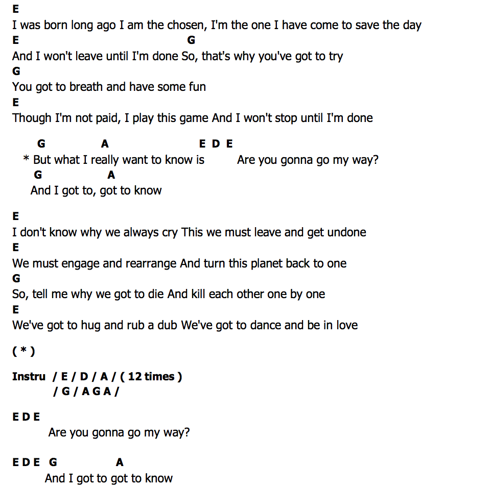 คอร์ด Are You Gonna Go My Way Lenny Kravitz