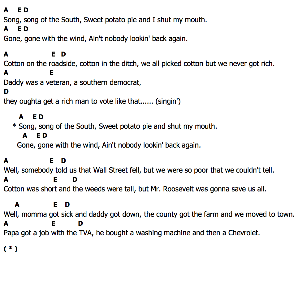 คอร์ด Song Of The South Alabama