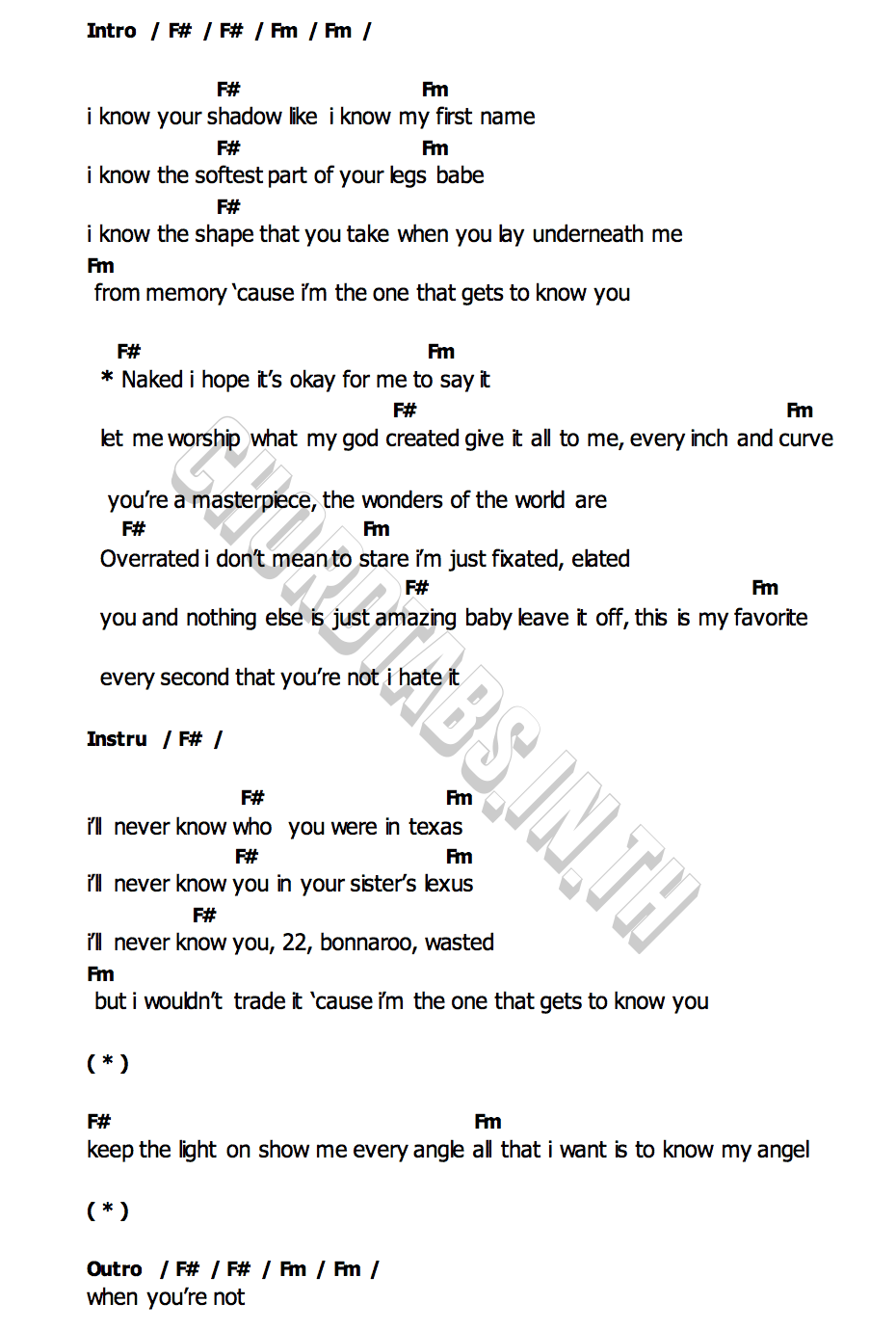 คอร์ด Know You Naked LANY