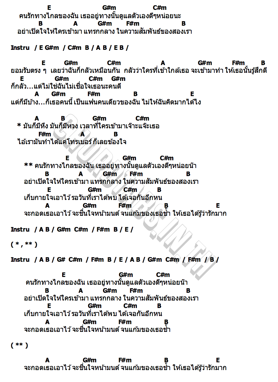 คอร์ด คนรักทางไกล นาธาน ภูหิรัญ