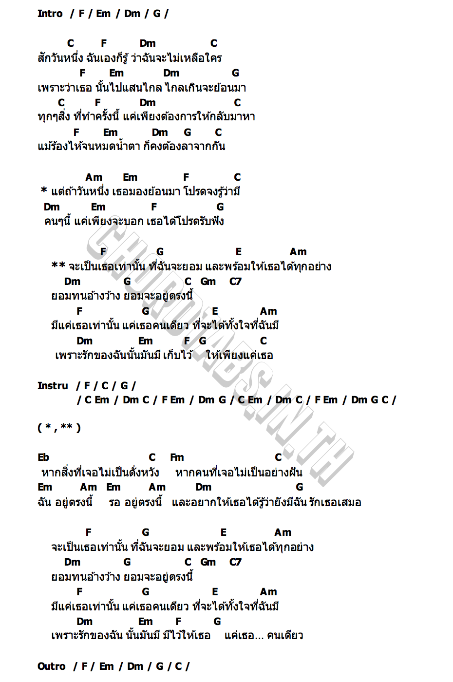 คอร์ด เป็นเธอเท่านั้น FortFTS