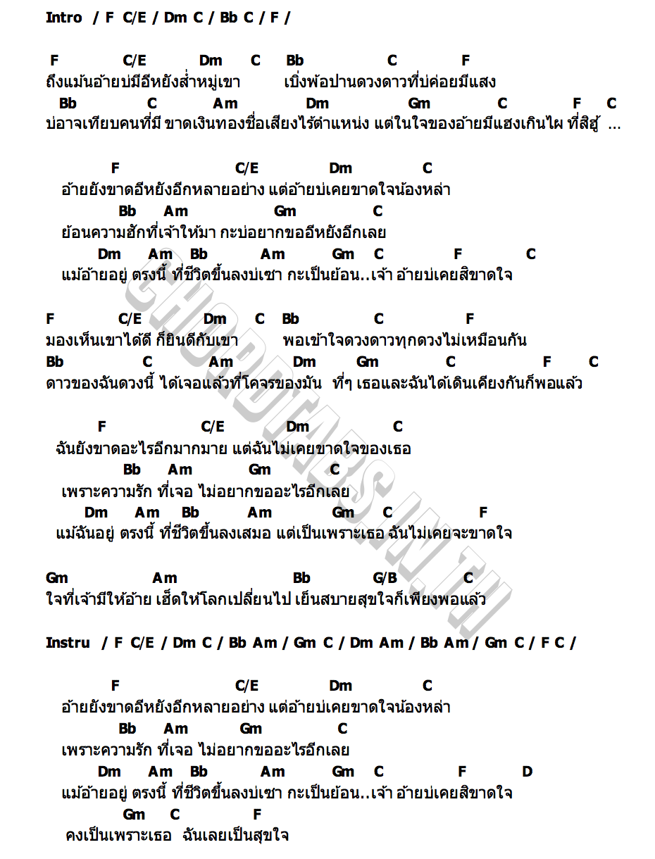 คอร์ด บ่เคยสิขาดใจ ( เพราะใจไม่เคยขาดเธอ ) แสตมป์ อภิวัชร์ x ดิด คิตตี้